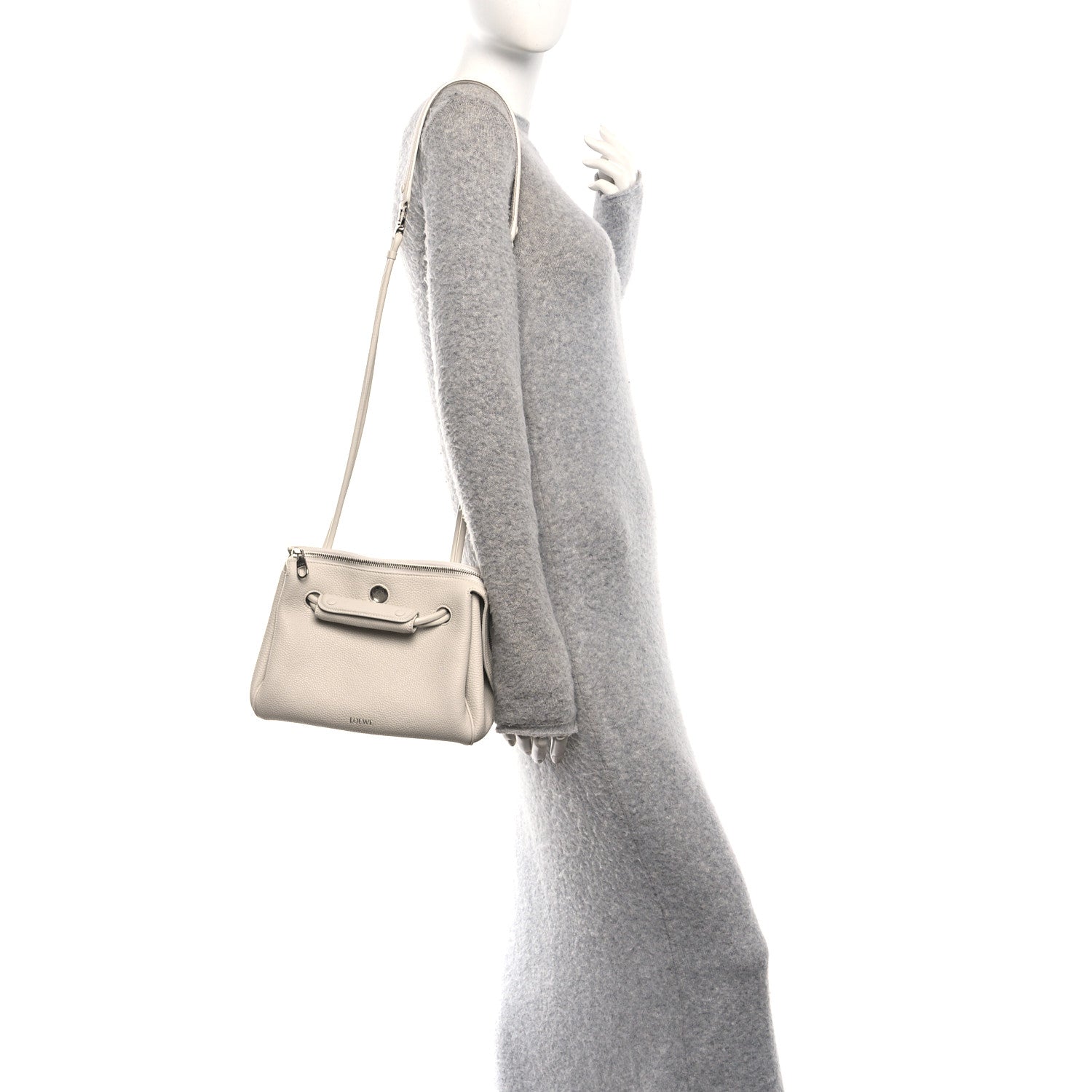 Supple Grained Calfskin Small Madrid Bag Soft White