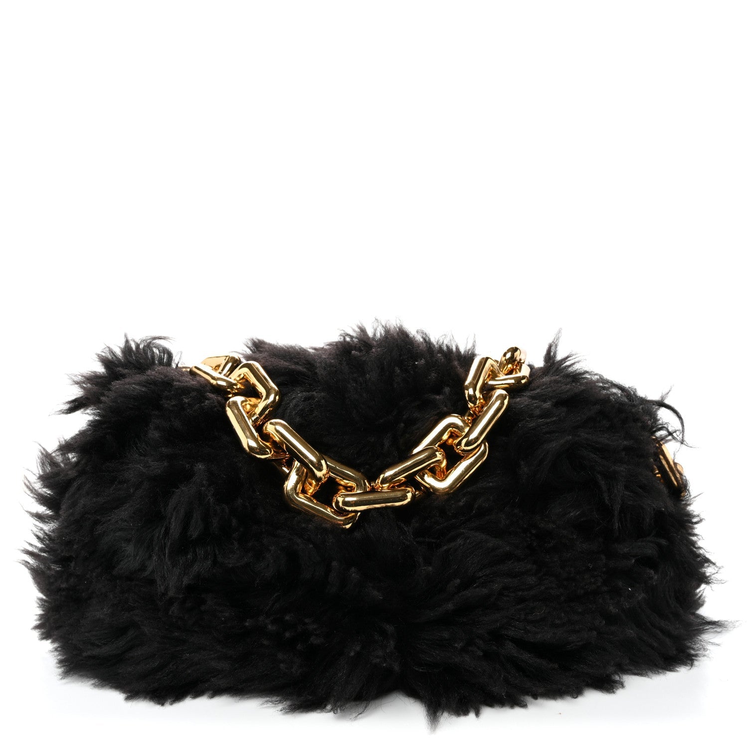 Shearling Lambskin The Pouch Chain Black