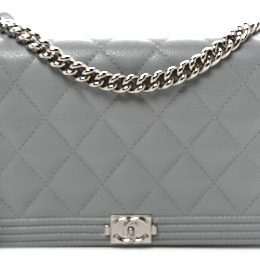 Caviar Quilted Boy Wallet On Chain WOC Grey