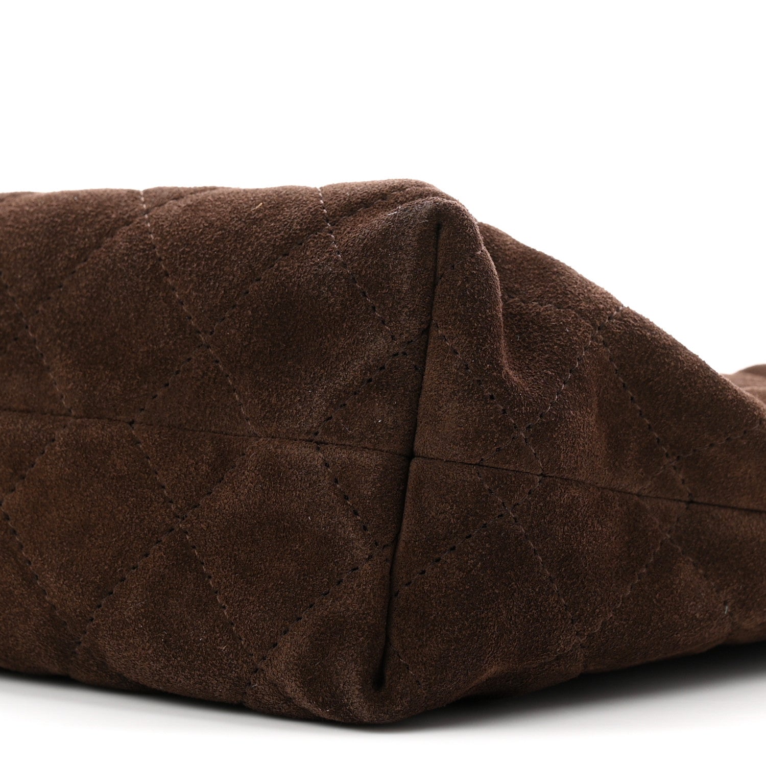 Suede Calfskin Quilted Clutch With Strap Dark Brown