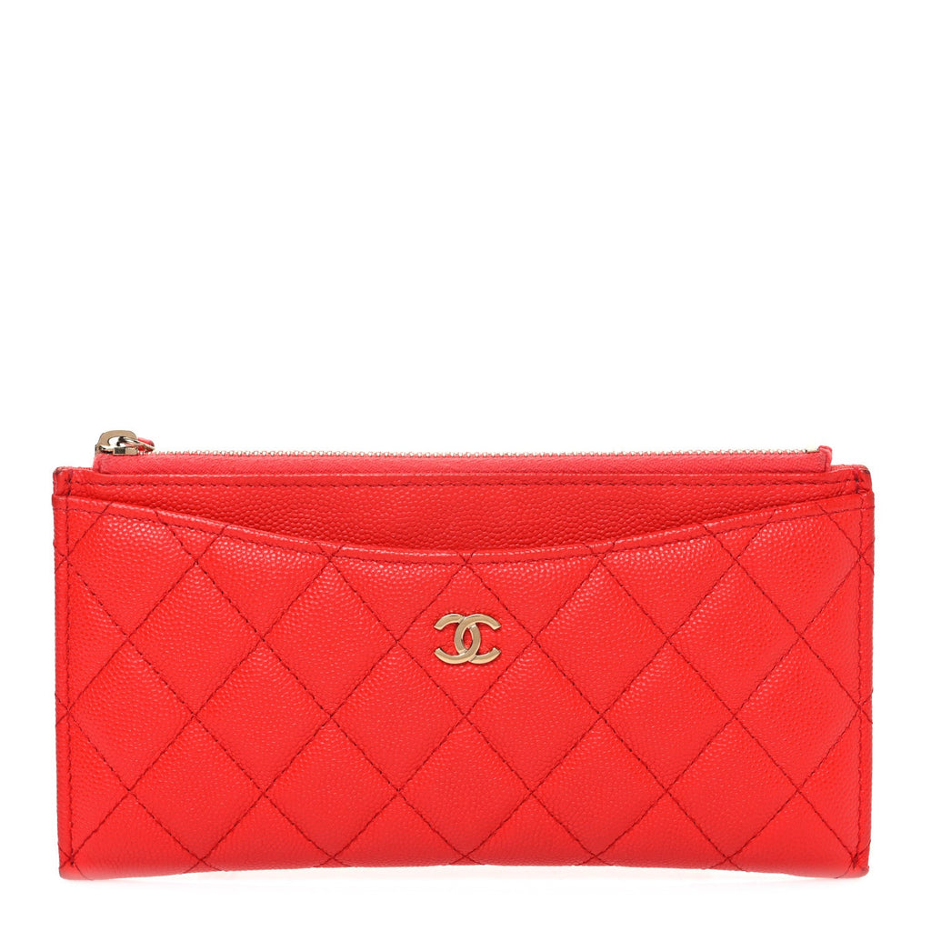 Caviar Quilted Classic Zip Pouch Red