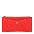 Caviar Quilted Classic Zip Pouch Red