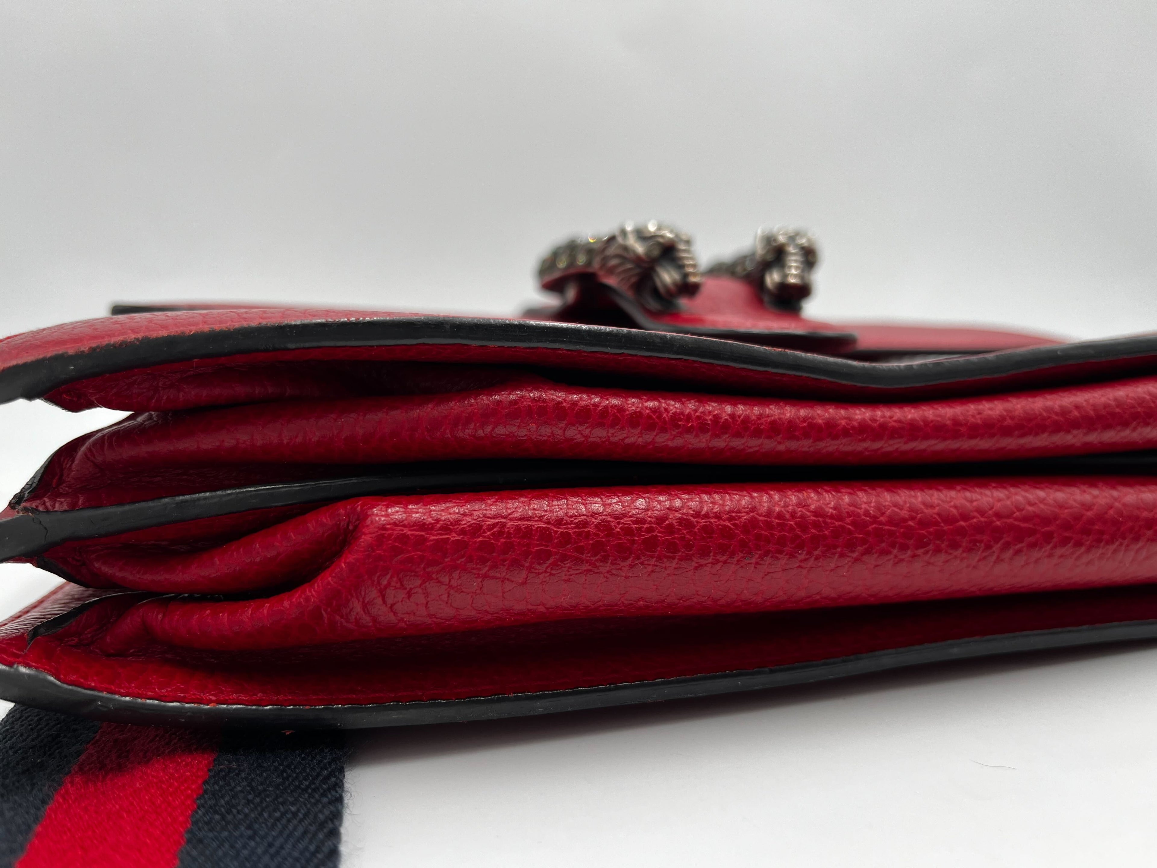 Gucci Dionysus Bamboo Top Handle Bag Leather Red Leather Handbag (Authentic  )