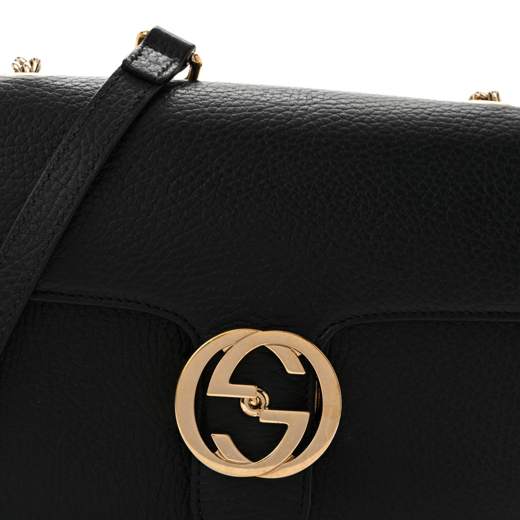 Dollar Calfskin Small Interlocking G Shoulder Bag Black