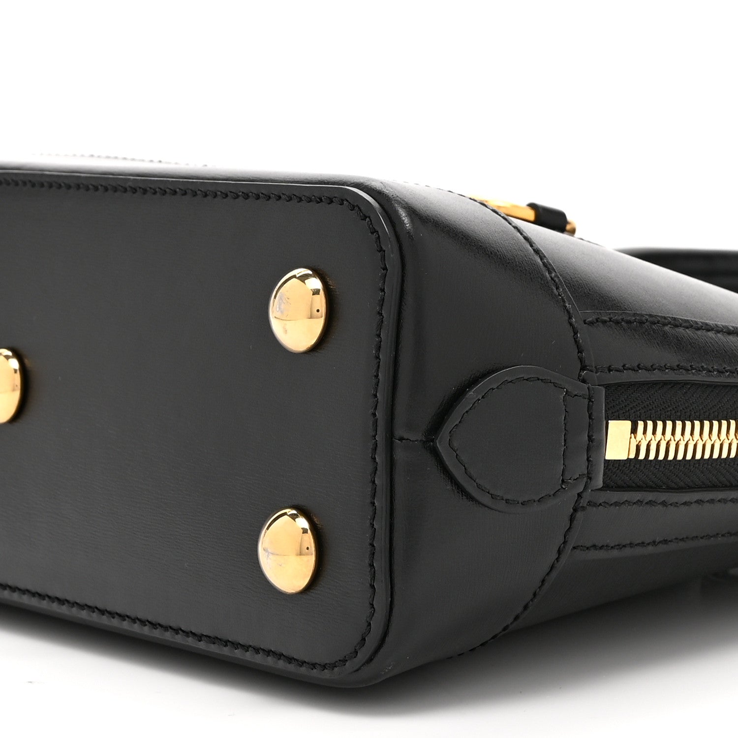 Boarded Plutone Calfskin Small Horsebit 1955 Top Handle Bag Black