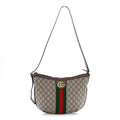 GG Supreme Monogram Web Small Ophidia Half Moon Hobo Brown