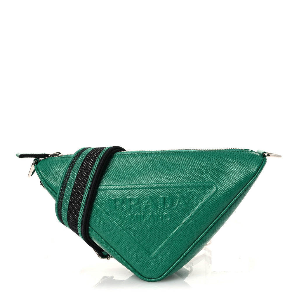 Saffiano Cuir Triangle Logo Embossed Triangle Shoulder Bag Mango
