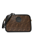 Glazed Fabric Vitello Century FF 1974 Stamp Patch Camera Case Mogano Panna Black