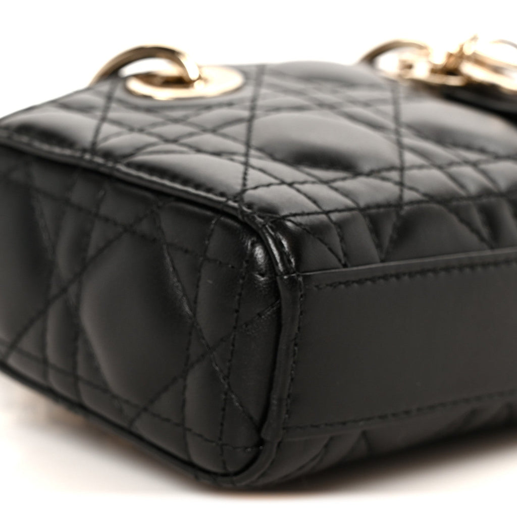 Patent Lambskin Cannage Micro Lady D-Joy Black