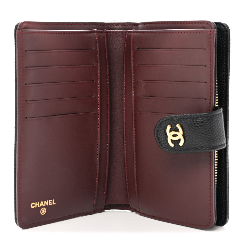 Caviar Quilted Zipped Pocket Wallet Black
