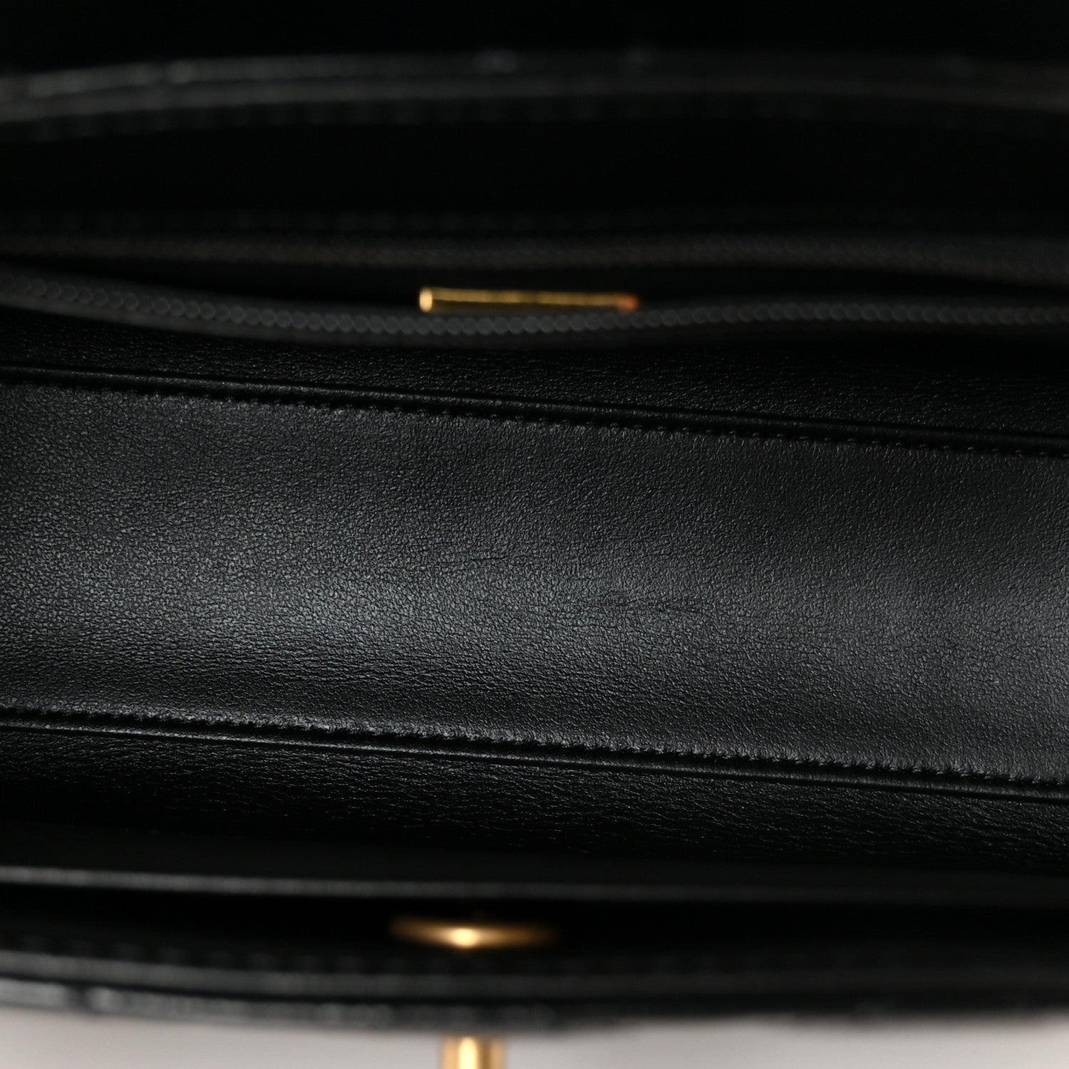 Shiny Aged Calfskin Quilted Nano Kelly Shopper Black