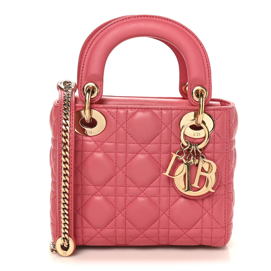 Lambskin Cannage Mini Lady Dior Pink Pink