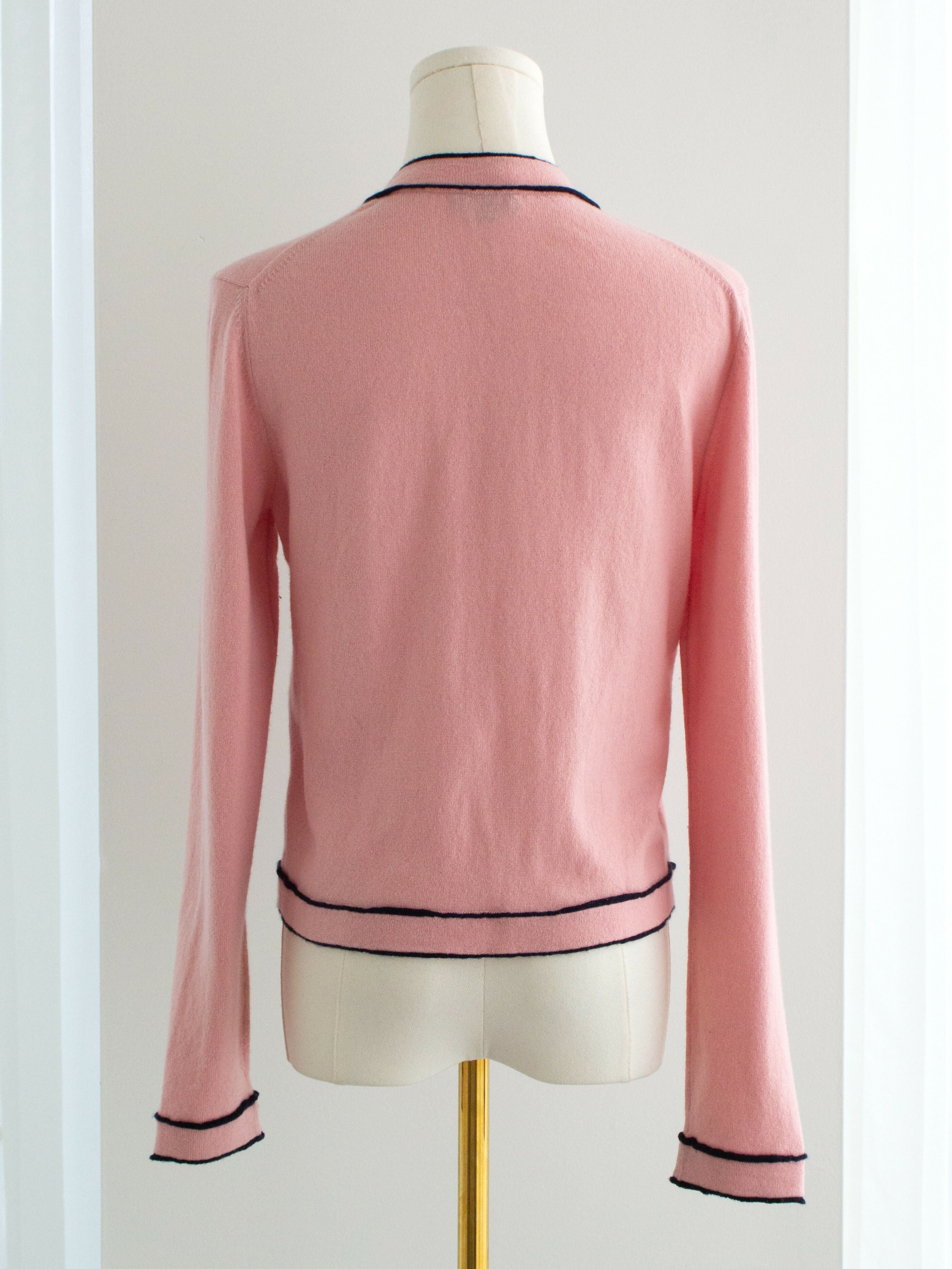 Chanel S/S 2021 Pink Cashmere Navy CC N5 21P 21S Cardigan