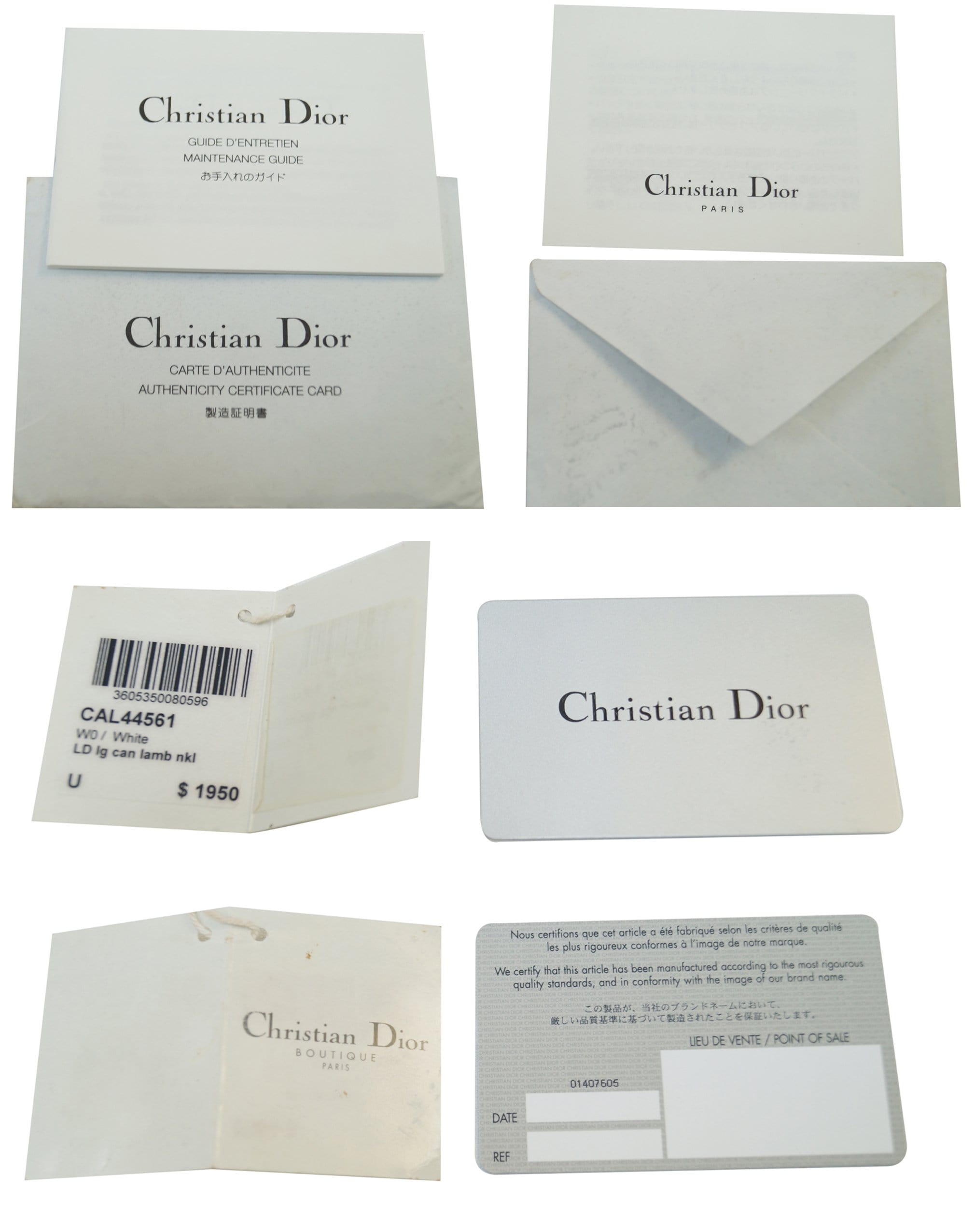 CHRISTIAN DIOR White Lambskin Leather Large Lady Dior Shoulder Bag
