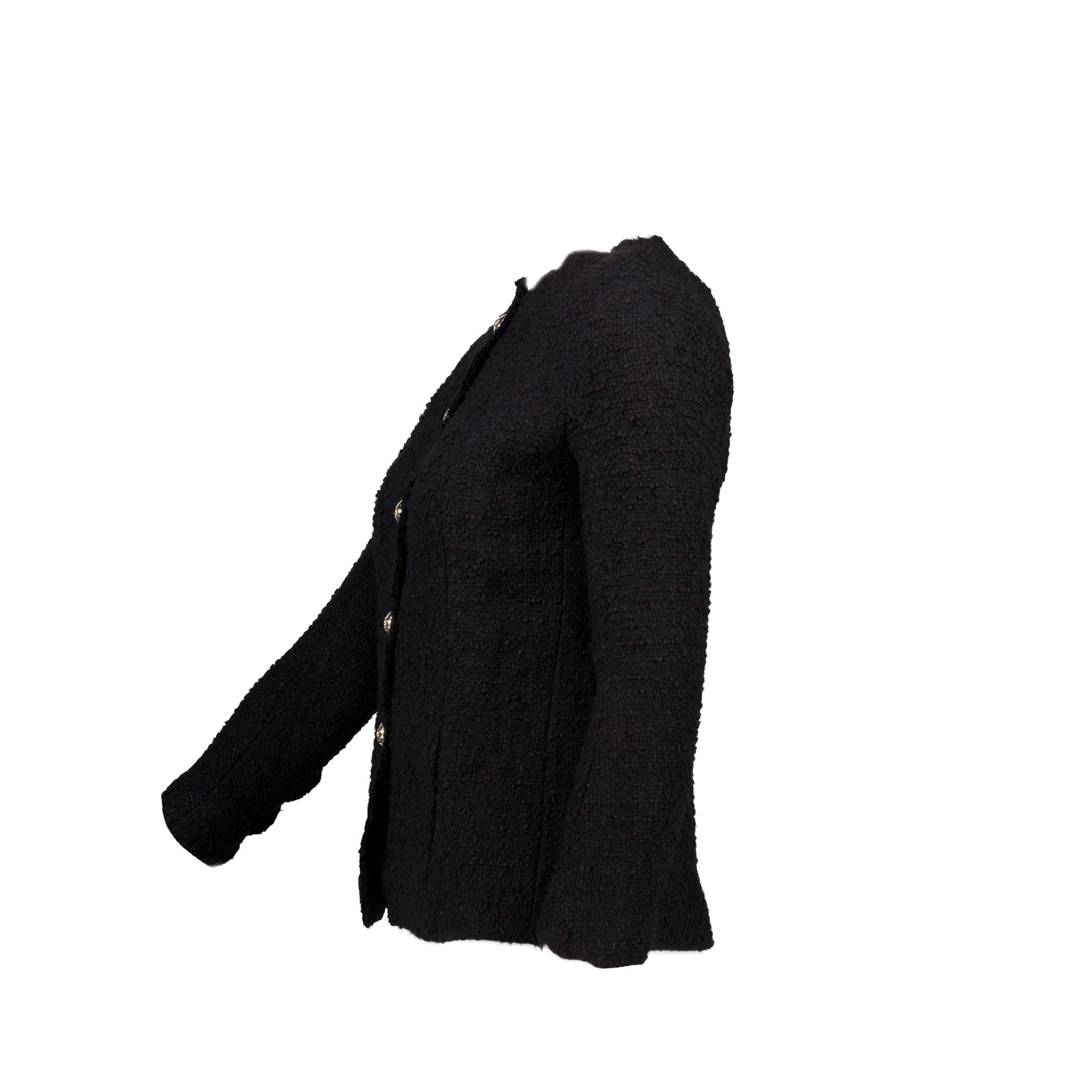 Chanel 20k Size 34 Jacket Wool/Silk Black