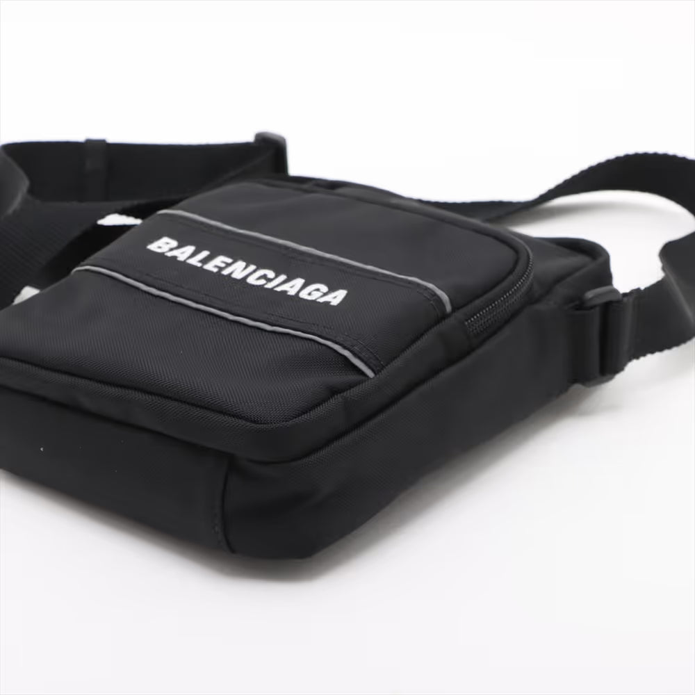 Balenciaga Sport Nylon Leather Shoulder Bag Black