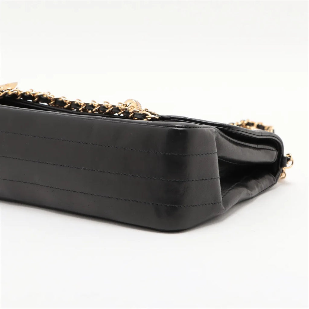 Chanel Chocolate Bar Lambskin Charm Chain Shoulder Bag Black