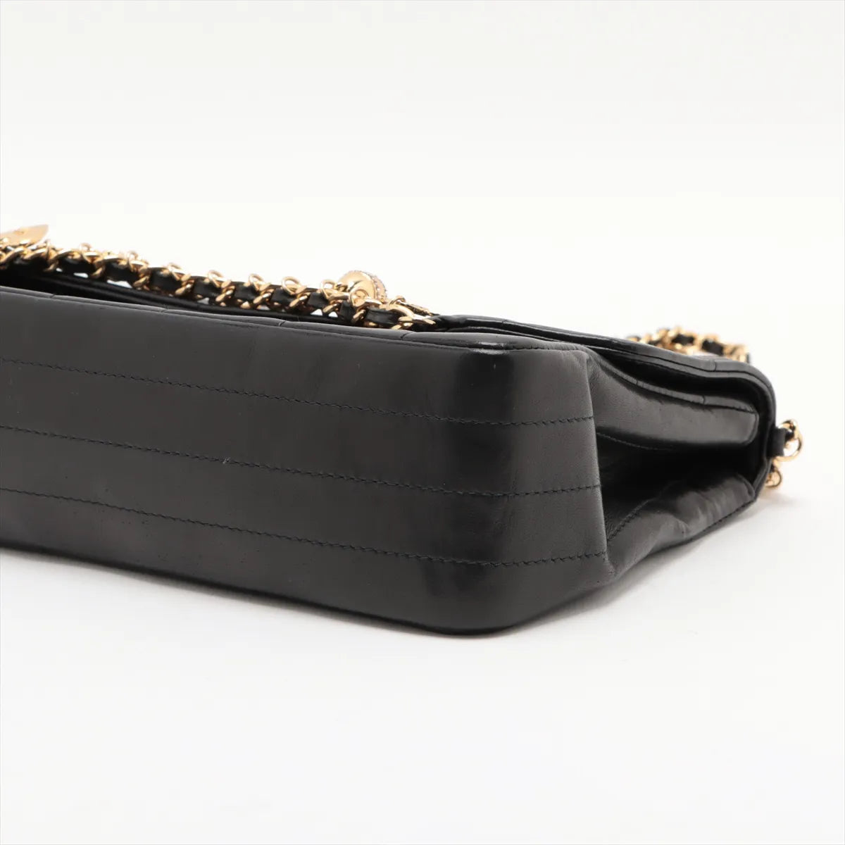 Chanel Chocolate Bar Lambskin Charm Chain Shoulder Bag Black