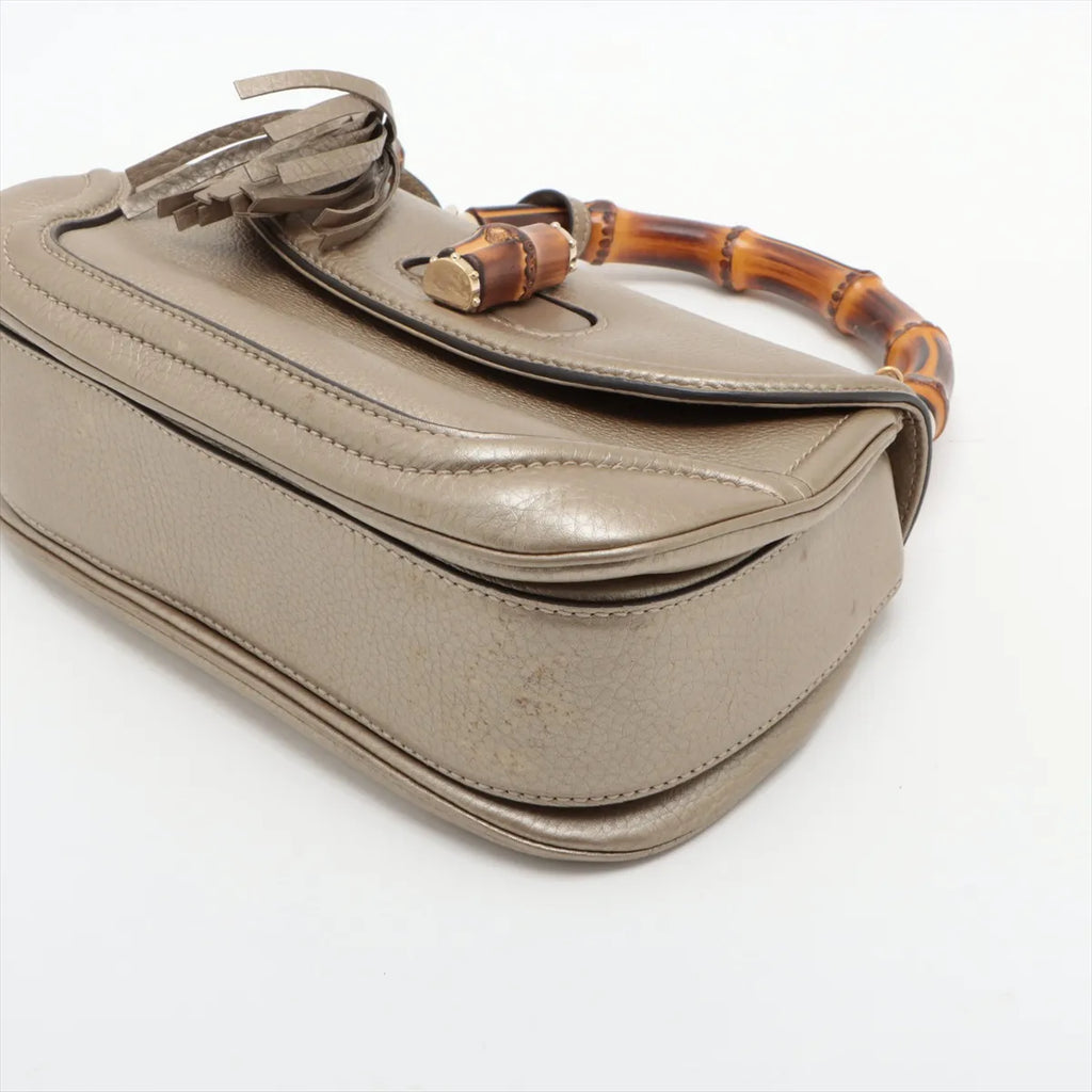 Gucci New Bamboo Leather Handbag Gold