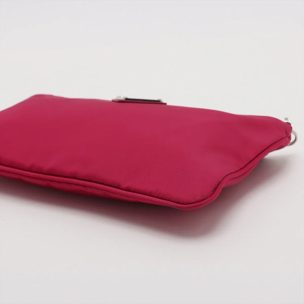Prada Tessuto Nylon Leather Wristlet hot Pink