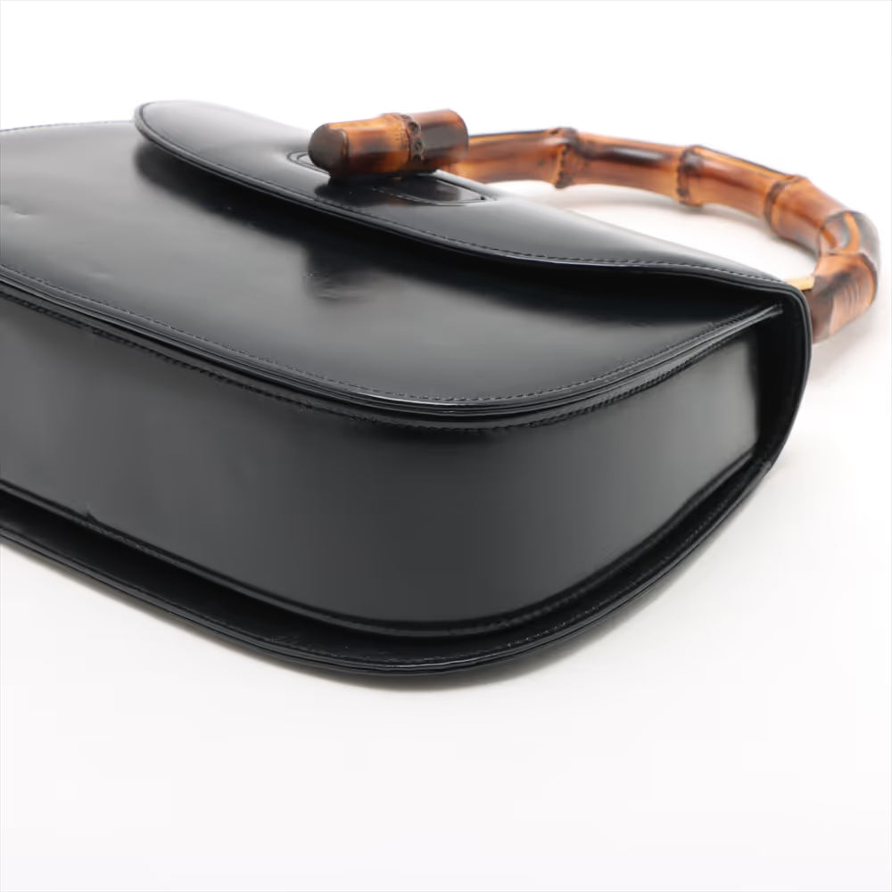 Gucci Bamboo Leather Two-Way Handbag Navy Blue
