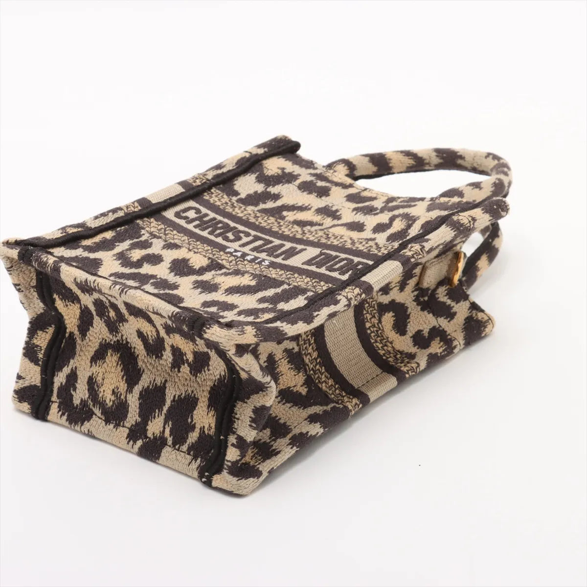 Christian Dior Leopard Vertical Book Tote Canvas Two-Way Handbag