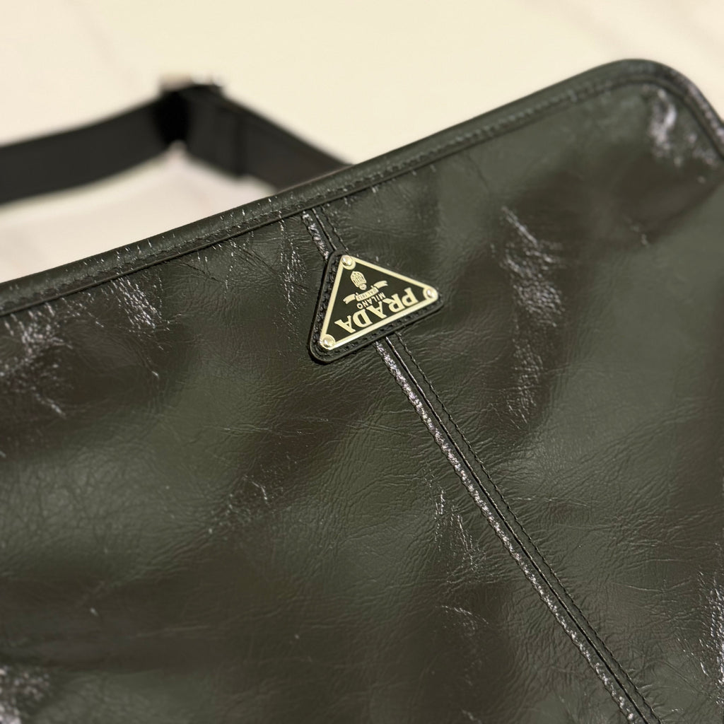 Prada Oiled Leather Messenger Bag