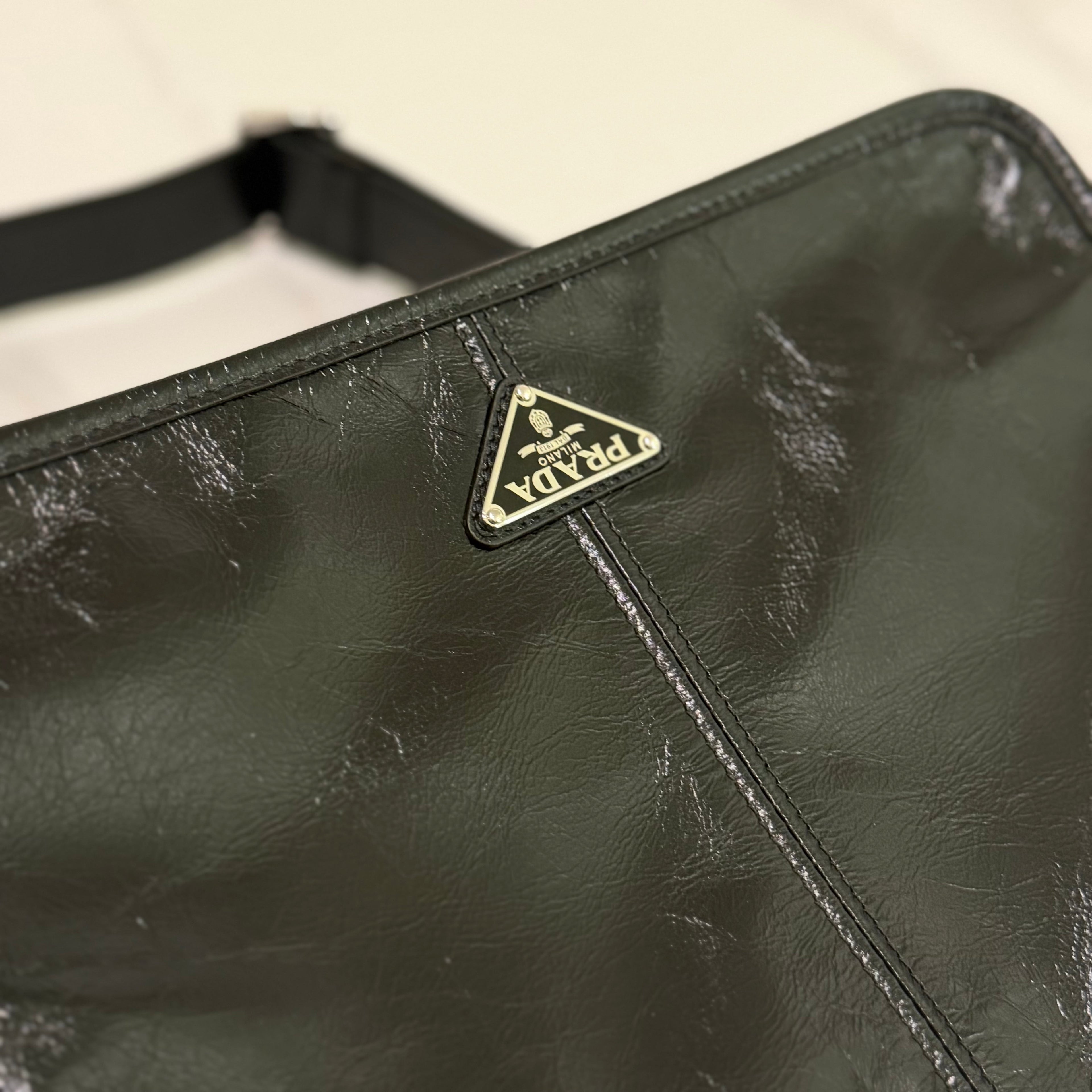 Prada Oiled Leather Messenger Bag