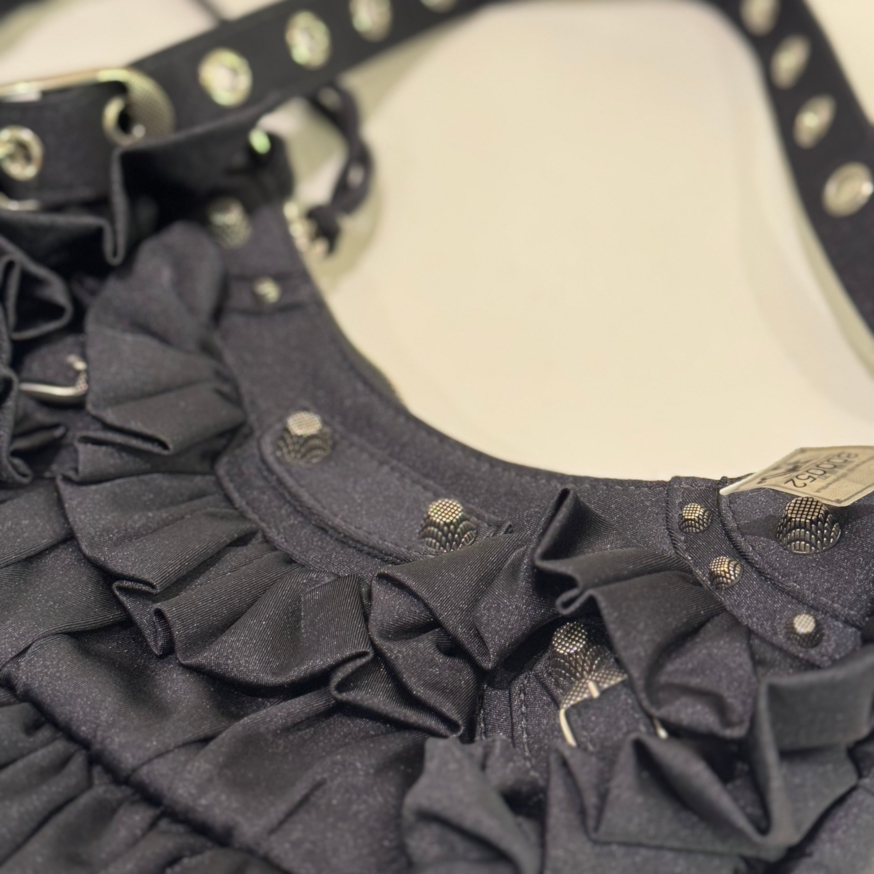 BALENCIAGA LE CAROLE RUFFLED ZIP NYLON MOTORCYCLE BAG