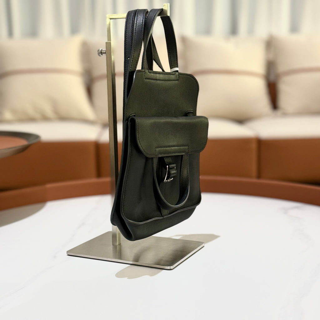 HERMES MINI HALZAN 25 SWIFT BLACK SHE STAMP A