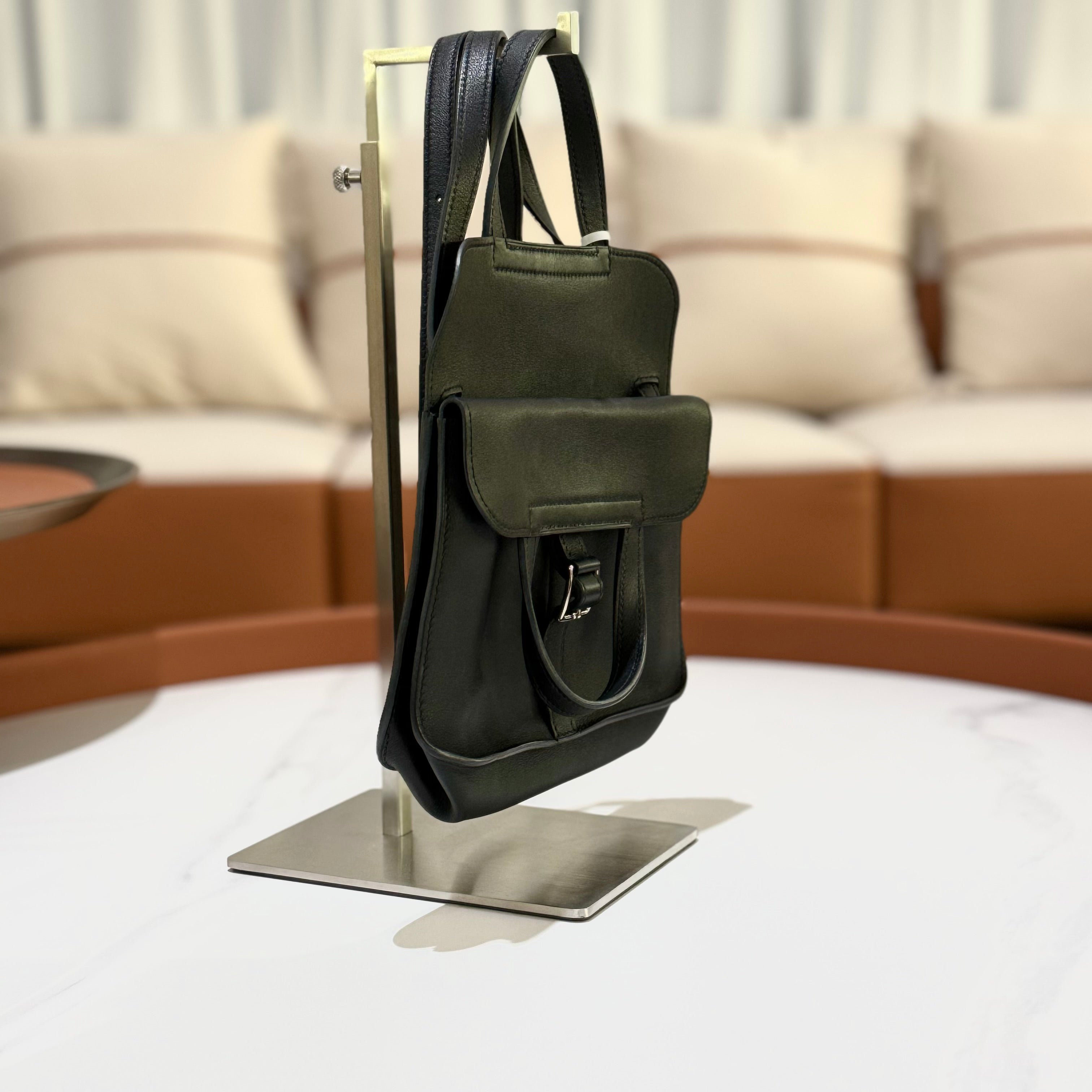 HERMES MINI HALZAN 25 SWIFT BLACK SHE STAMP A