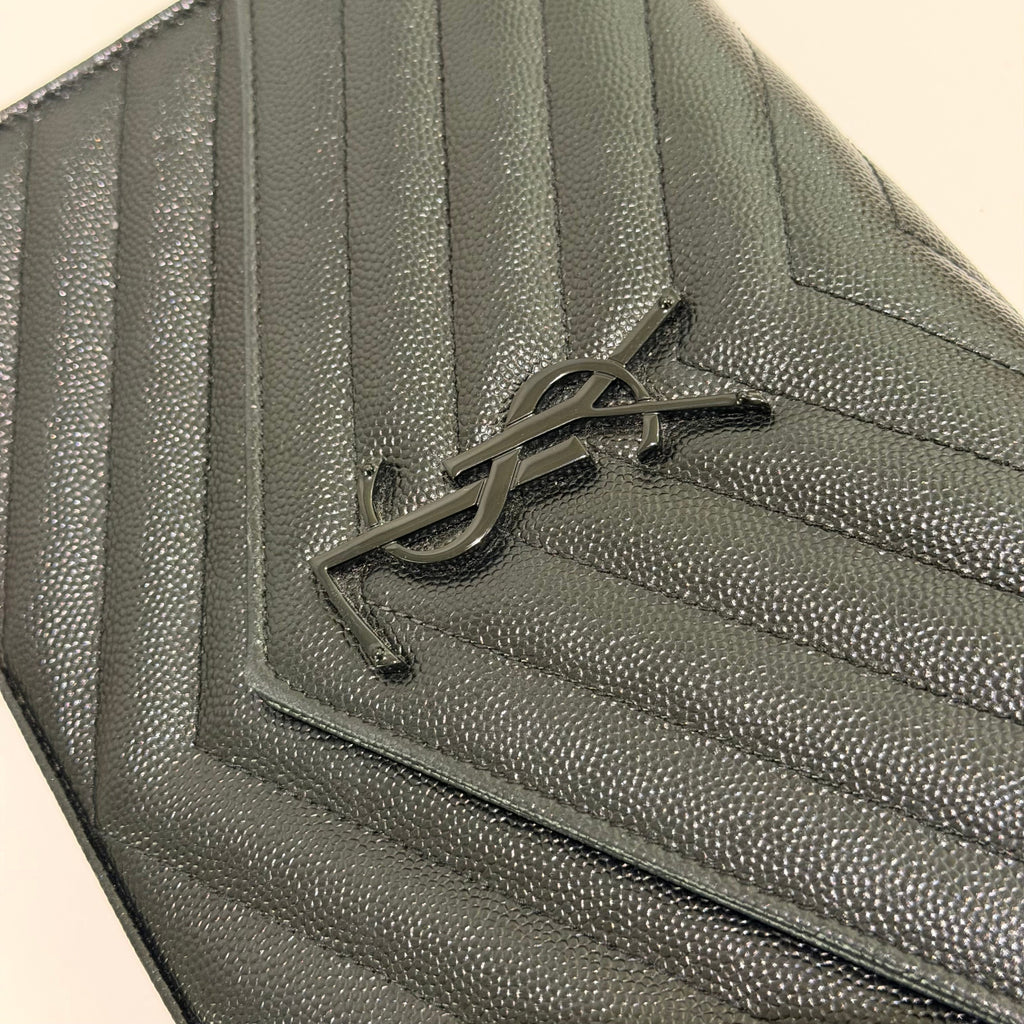 Saint Laurent Envelope So Black Caviar Leather Shoulder Bag