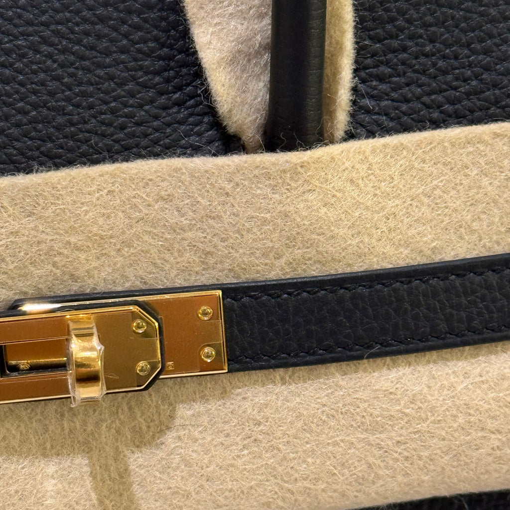 HERMES BIRKIN 25 TOGO BLACK WITH GOLD HARDWARE STAMP W (2025 INVOICE)
