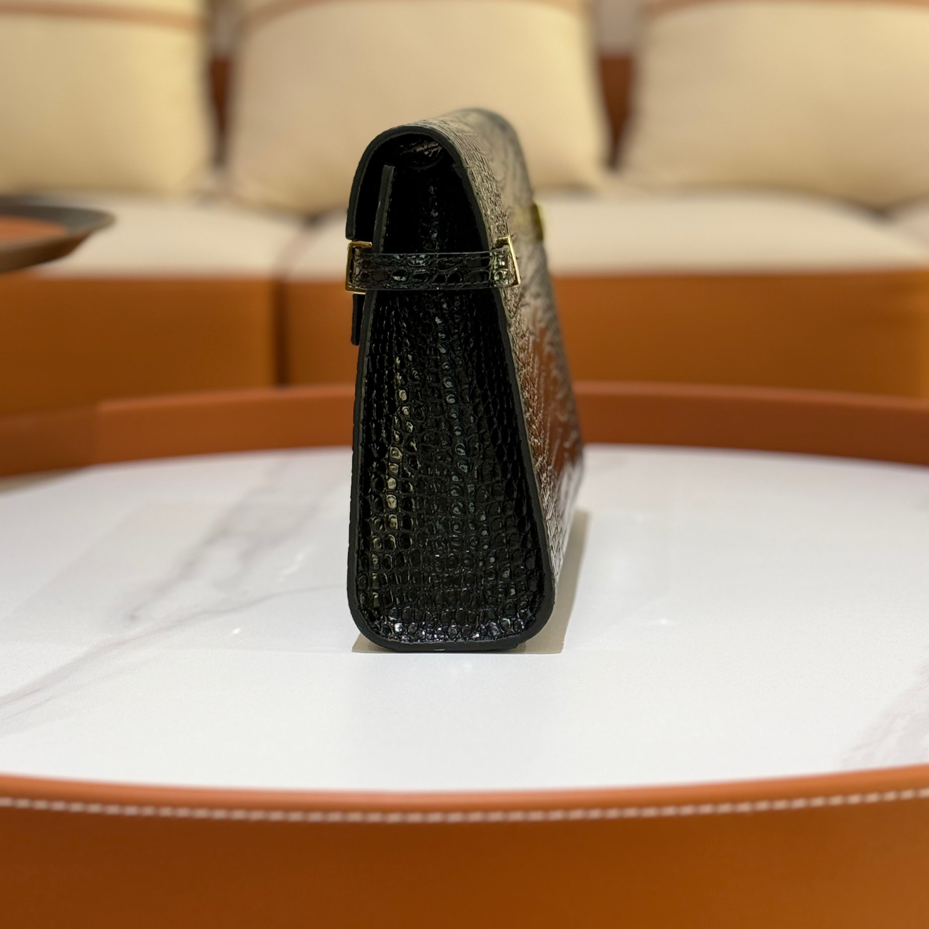 SAINT LAURENT MANHATTAN IN CROCODILE-EMBOSSED SHINY LEATHER BAG