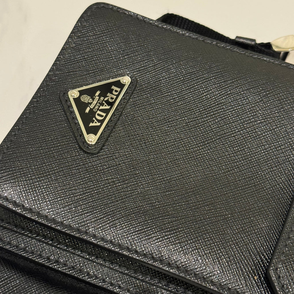 PRADA SAFFIANO POSTER EDITION TRIANGLE LOGO SHOULDER/CHEST BAG
