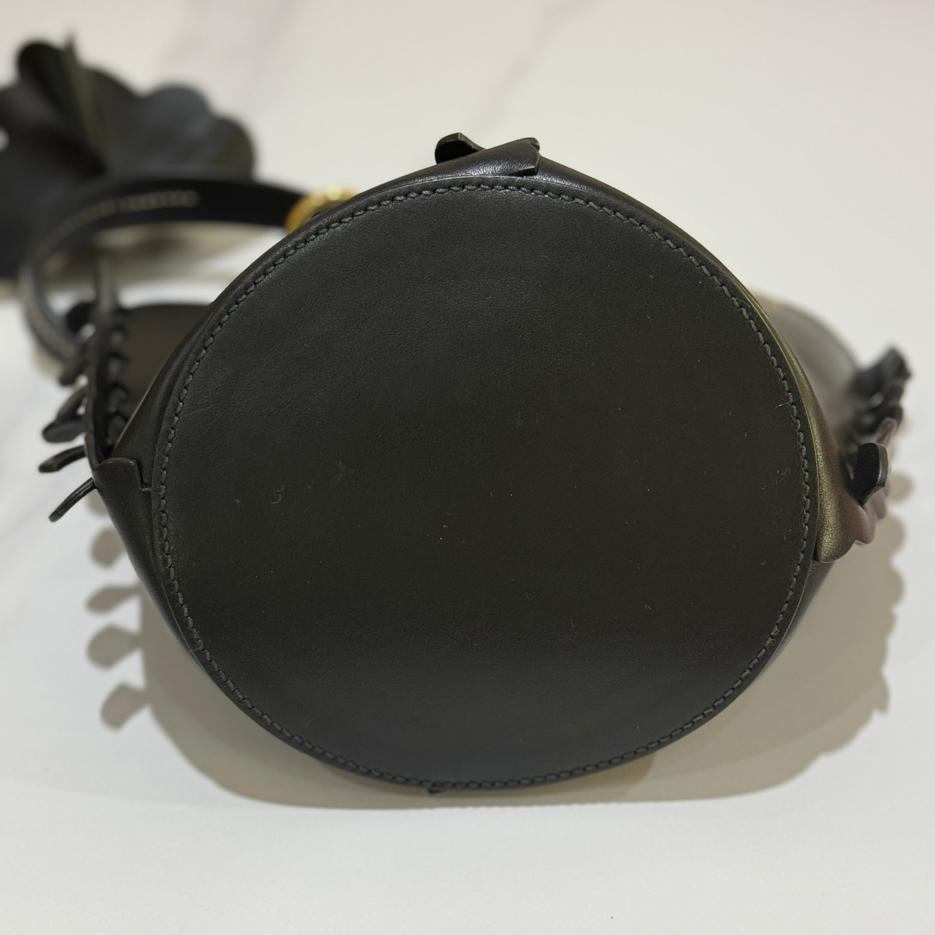 MIUMIU BLACK FLOWER BUCKET BAG