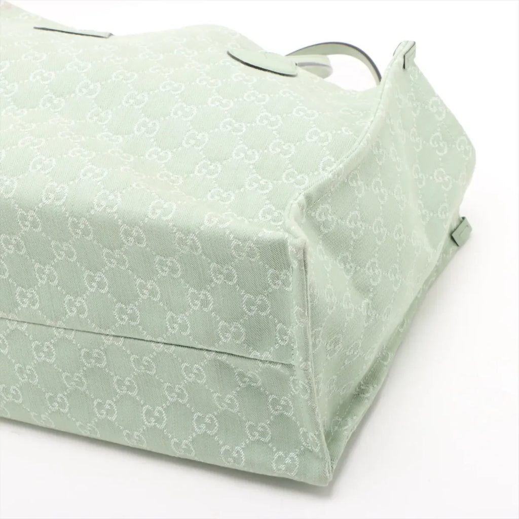 Gucci GG Logo Denim Tote Bag Green