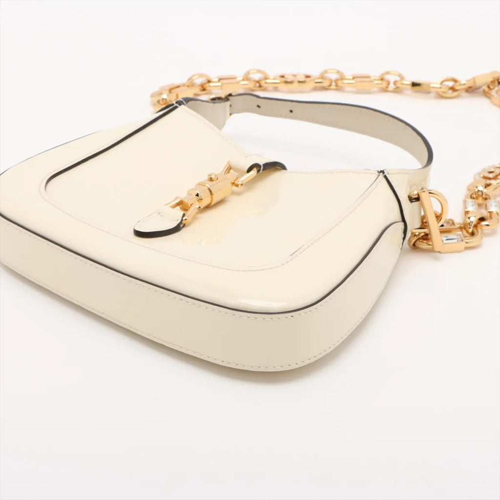 Gucci Jackie 1961 Patent Leather Two-Way Shoulder Bag White