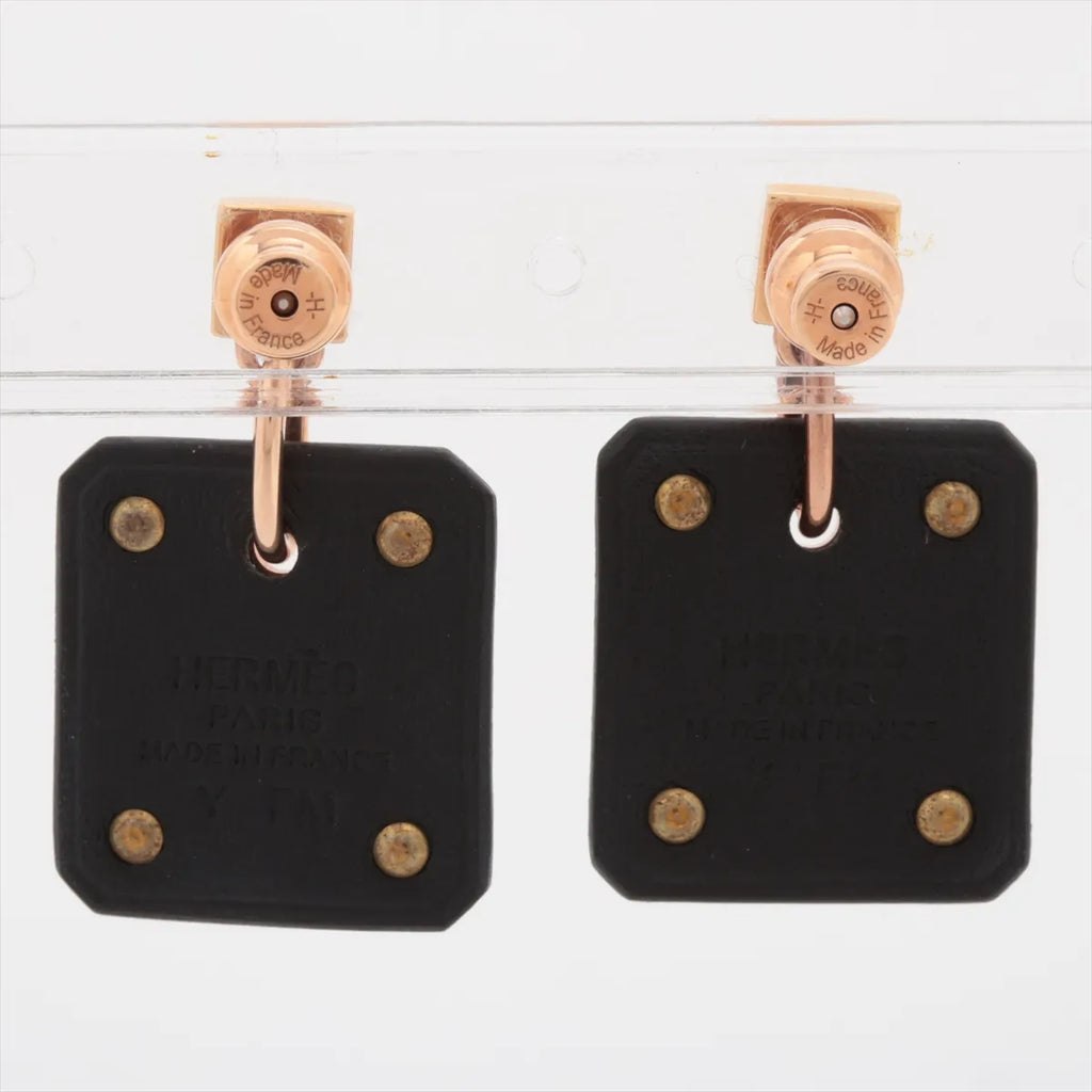 Hermes As de Coeur Earrings Champagne Gold x Black