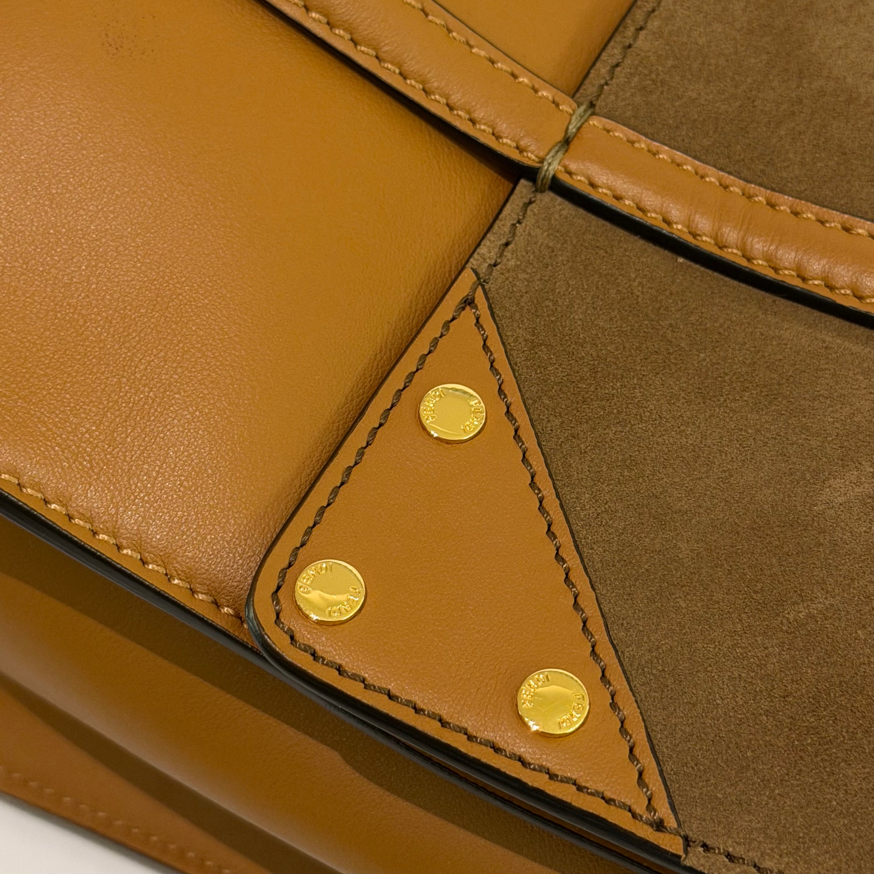 Fendi Flip Leather & Suede Tote Bag