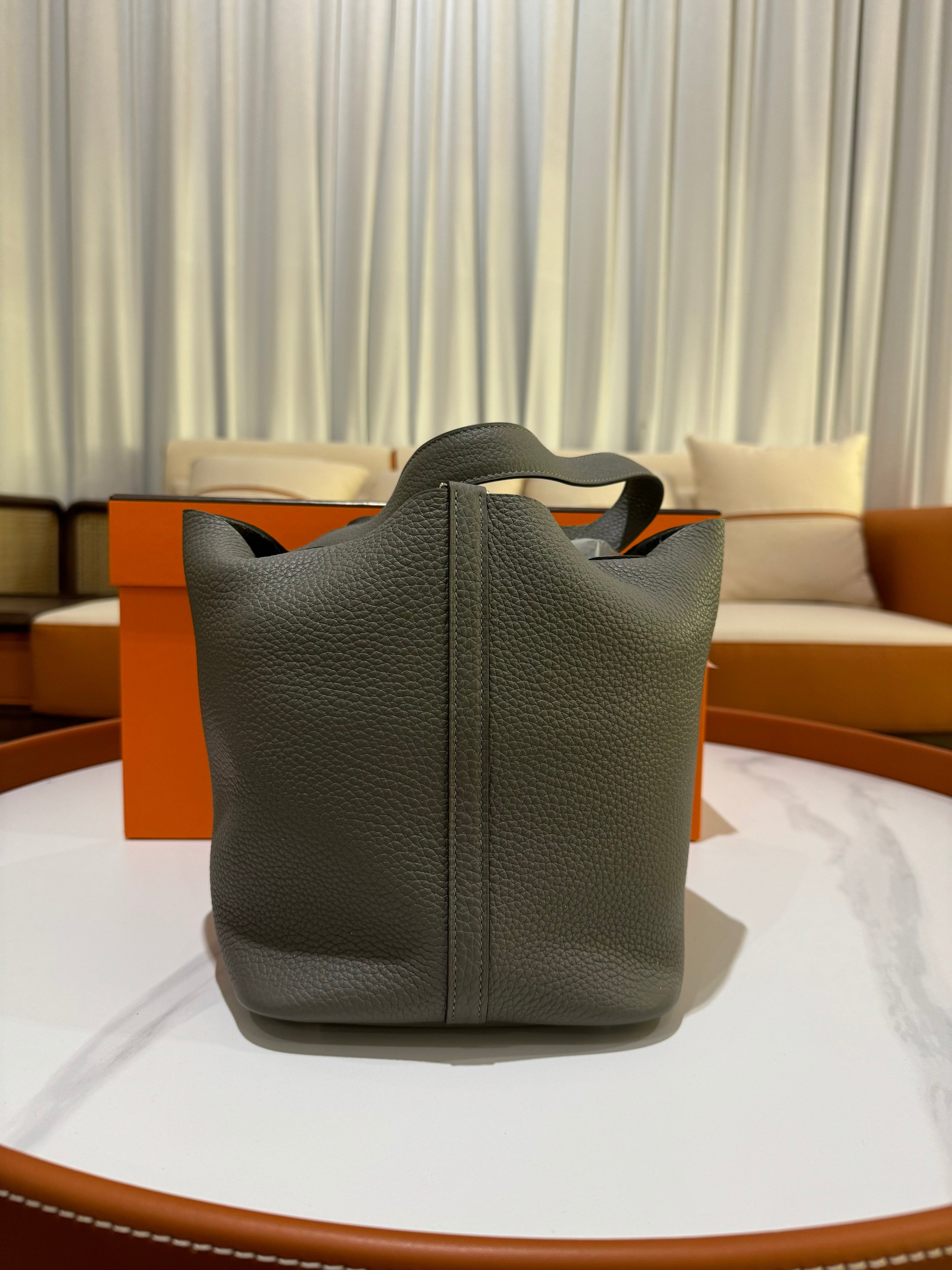 HERMES PICOTIN 22 CLOUD GREY STAMP U