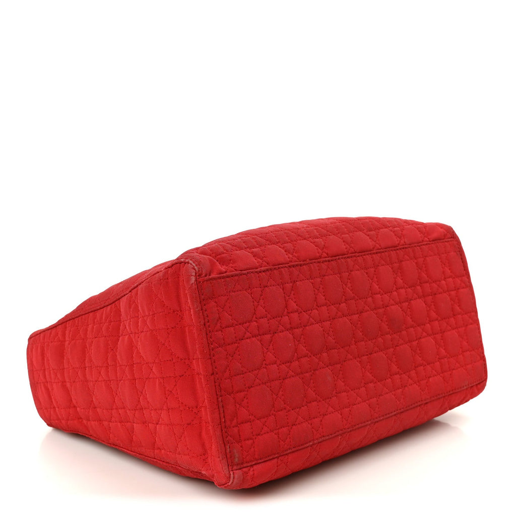 Nylon Cannage Medium Lady Dior Red