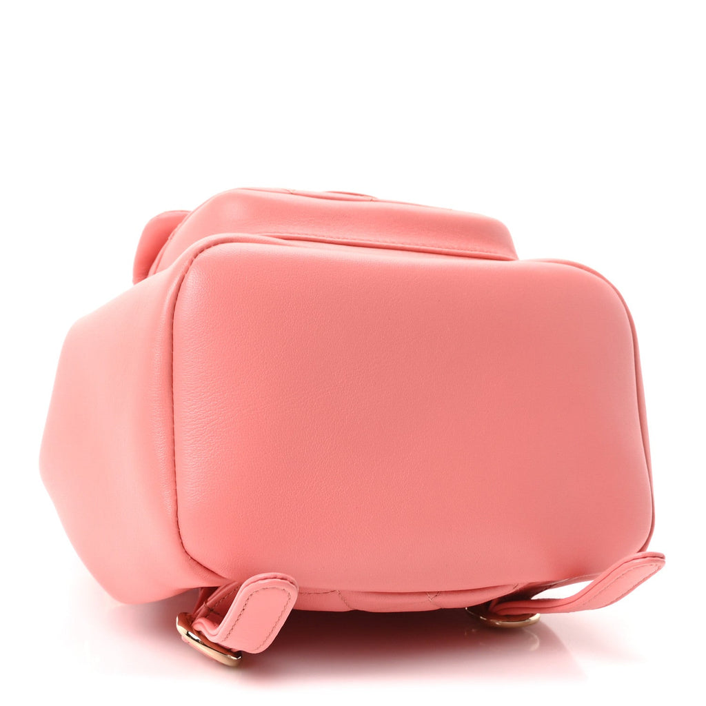 Lambskin Quilted Small Duma Drawstring Backpack Pink