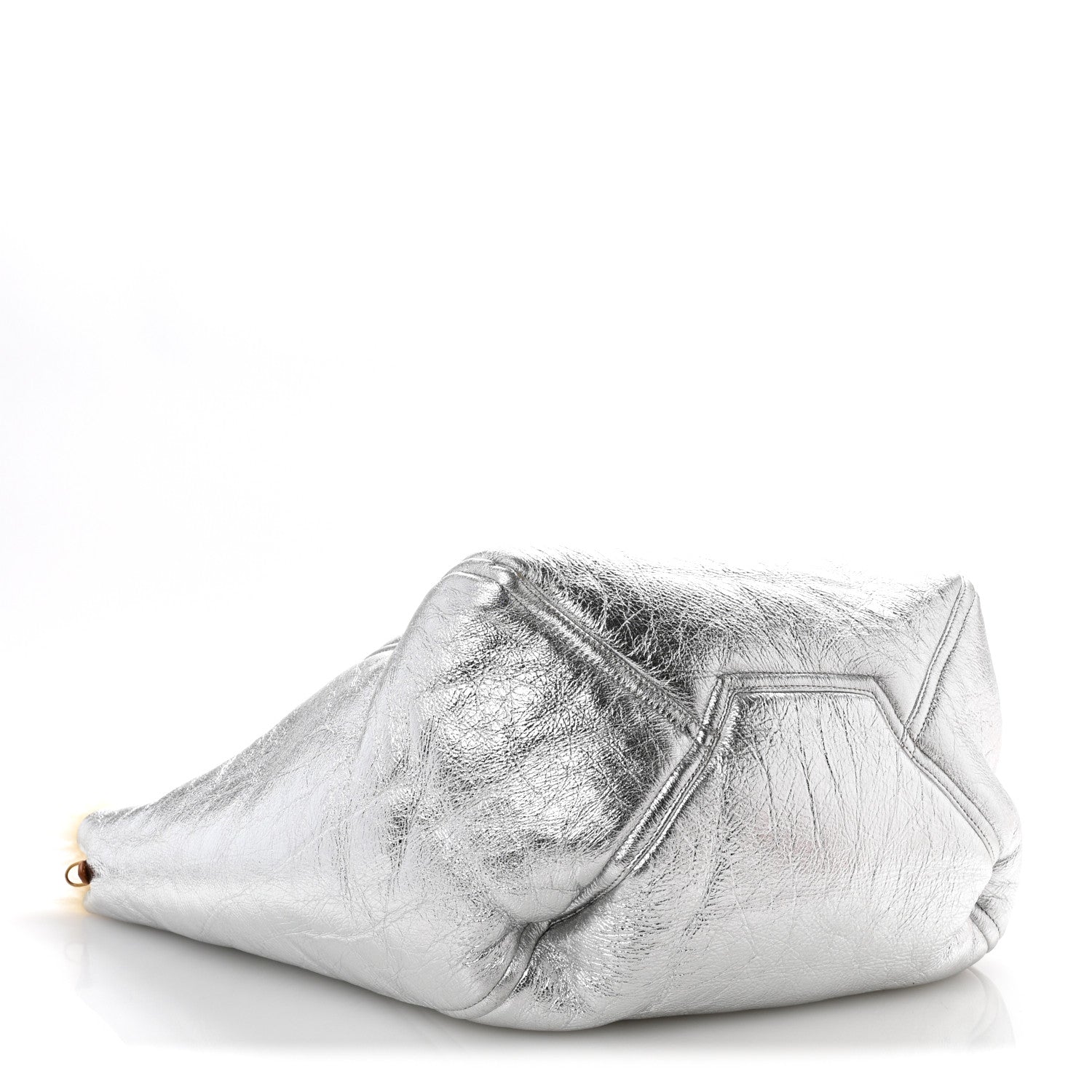 Metallic Lambskin Shearling Medium Phantom Cabas Reversible Tote Natural Silver