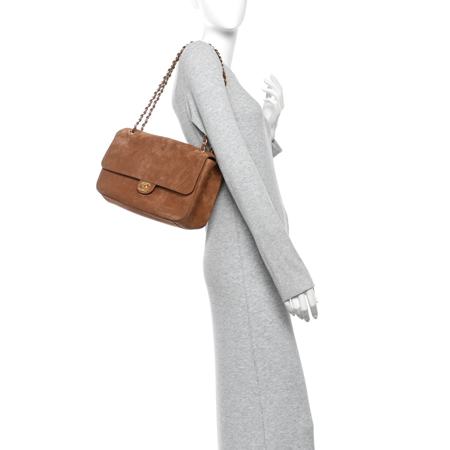 Suede Calfskin Small Souplissimo Maxi Flap Camel