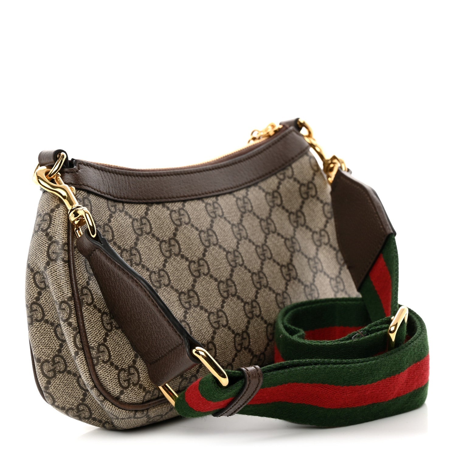 GG Supreme Monogram Textured Dollar Calfskin Web Small Ophidia GG Handbag Beige Ebony New Acero