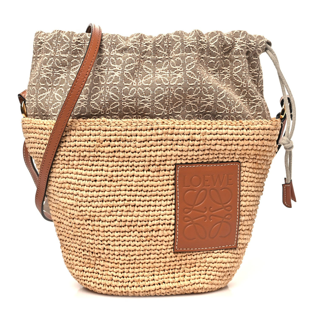 Calfskin Raffia Anagram Paulas Ibiza Pochette Bag Natural Tan
