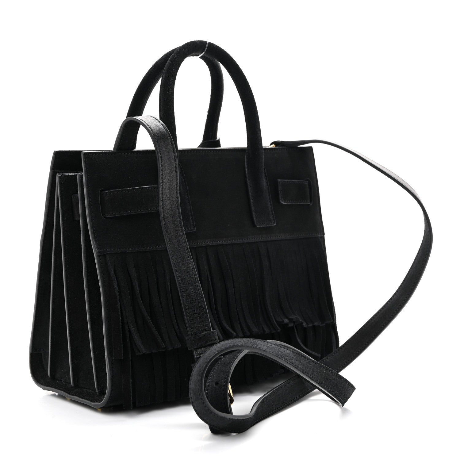 Suede Fringe Nano Sac De Jour Black