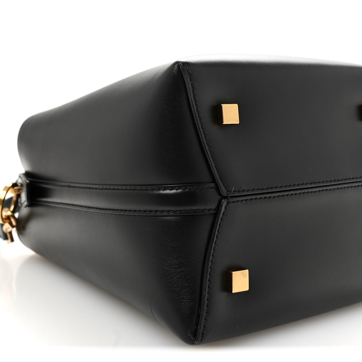Smooth Shiny Calfskin Monogram Le 37 Small Bucket Bag Black