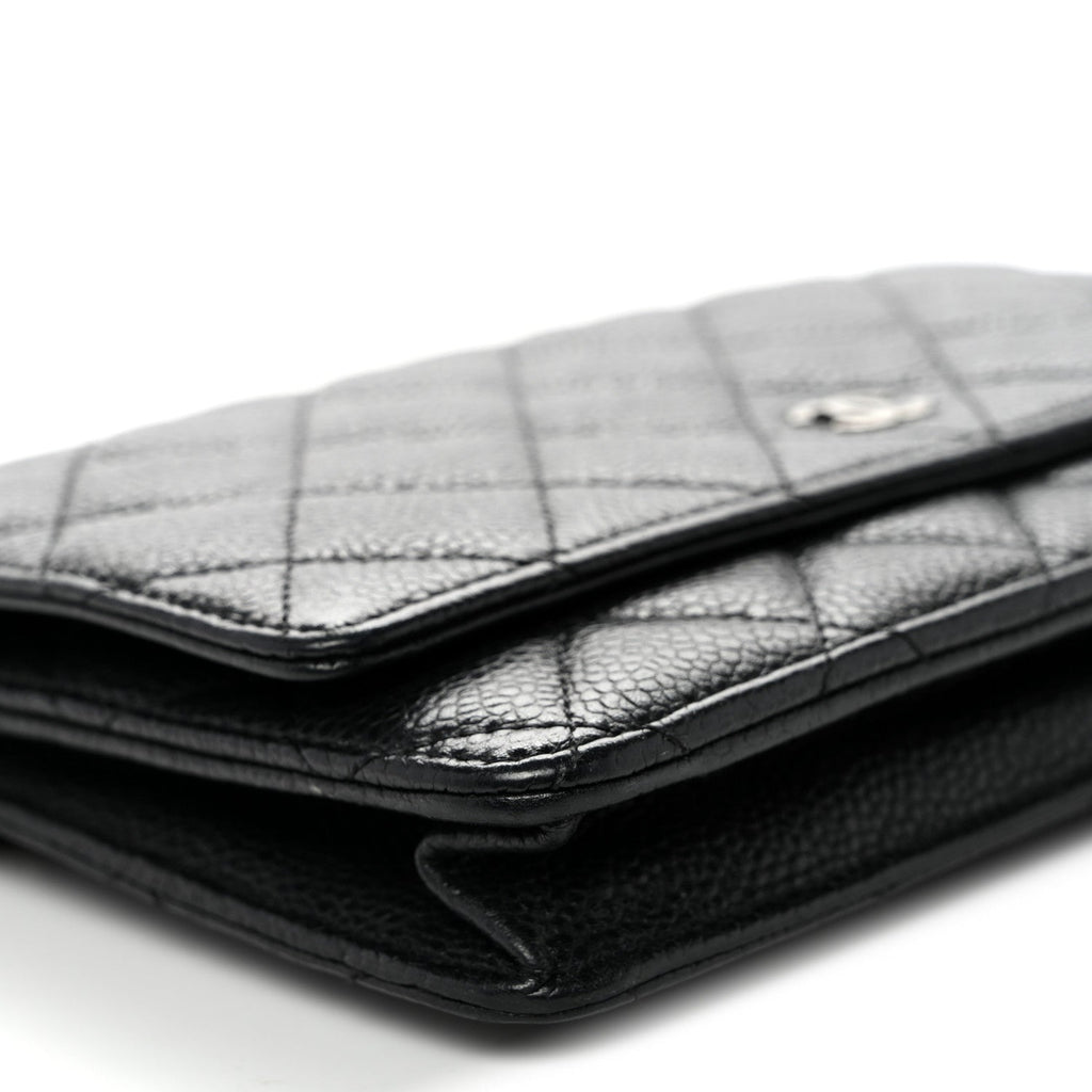 Caviar Quilted Wallet on Chain WOC Black